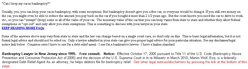 Bankruptcy - Can I Keep My Car in Chapter 7? 